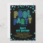 Invitation Neon Glow Pool Party Boys été Anniversaire fête (Devant)