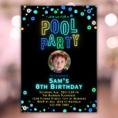 Invitation Neon Glow Pool Party Boys Photo Anniversaire Party