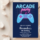 Invitation Neon Glow Retro Arcade Jeu Anniversaire