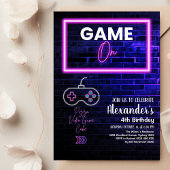 Invitation Neon Glow Retro Arcade Jeu Anniversaire