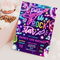 Neon Glow Rock Star Dance Musique Anniversaire