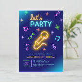 Invitation Neon Glow Singer Karaoke Anniversaire (Debout devant)