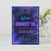 Invitation Neon Glow Sweet 16 Anniversaire (Debout devant)