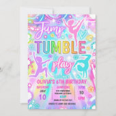 Invitation Neon Glow Tie Dye Gymnastique Anniversaire (Devant)
