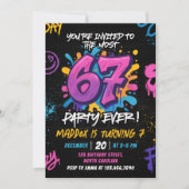 Invitation Neon Graffiti 6 7 Meme Trend Six Seven Birthday (Devant)