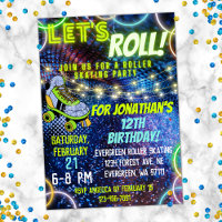 Neon Green Blue Boy Lets Roller Roller Roller Skat