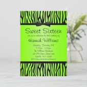 Invitation Neon Green et Black Zebra Bow Sweet 16 Anniversair (Debout devant)