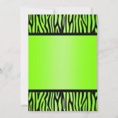 Invitation Neon Green et Black Zebra Bow Sweet 16 Anniversair (Dos)