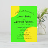 Invitation Neon Green Jaune Bold Moderne Mariage rétro (Debout devant)