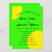 Invitation Neon Green Jaune Bold Moderne Mariage rétro (Devant / Derrière)