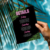 Invitation Neon Green & Pink Tropical Bachelorette Week-end