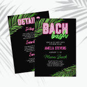 Invitation Neon Green & Pink Tropical Bachelorette Week-end