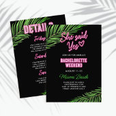 Invitation Neon Green & Pink Tropical Bachelorette Week-end