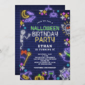 Invitation Neon Halloween 9e anniversaire fête (Devant / Derrière)