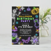 Invitation Neon Halloween Boys 5e Anniversaire Costume Party (Debout devant)