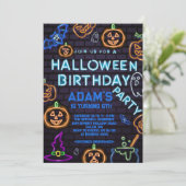 Invitation Neon Halloween fête d'anniversaire (Debout devant)