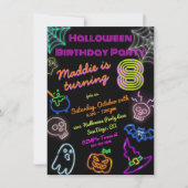 Invitation Neon Halloween fête d'anniversaire (Devant)