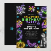 Invitation Neon Halloween Girls 8e Anniversaire Costume Party (Devant / Derrière)