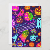 Invitation Neon Halloween léger arc-en-ciel Fête fantôme (Devant)