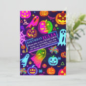 Invitation Neon Halloween léger arc-en-ciel Fête fantôme (Debout devant)