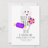 Invitation Neon Halloween Trick or Treat Fantôme Anniversaire (Devant)