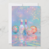 Invitation Neon Holographic Bowling Grève Une Fête Amusante (Dos)