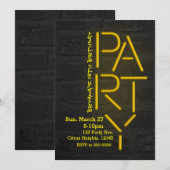 Invitation Neon Jaune Jaune FÊTE Mur de briques Urbain Invita (Devant / Derrière)