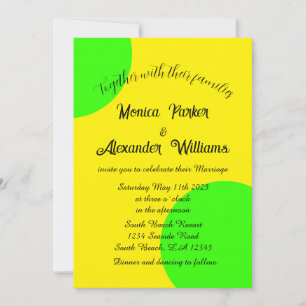Invitation Neon Jaune Vert Téméraire Moderne Mariage rétro