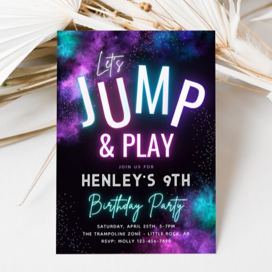 Invitation Neon Jump | Trampoline Party
