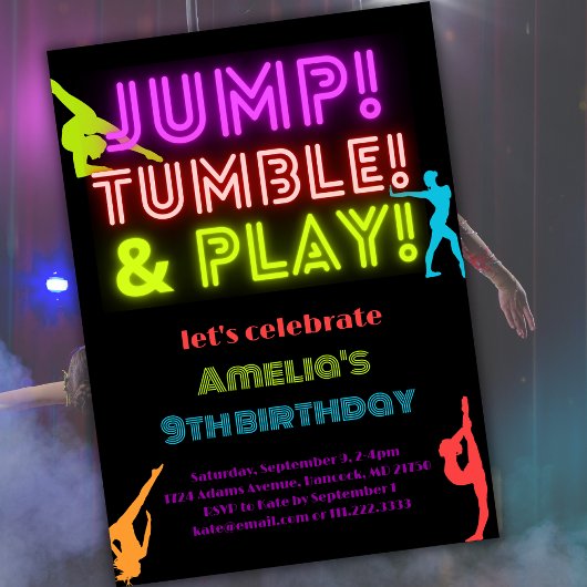 Invitation Neon Jump Trumble Jouer N'Importe Quelle Gymnastiq