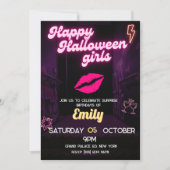 Invitation Neon Light Anniversaire Halloween BFF (Devant)