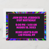 Invitation Neon Lights Club 21e anniversaire (Dos)
