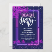 Invitation Neon Lights Palm Beach Night Party Anniversaire (Devant)
