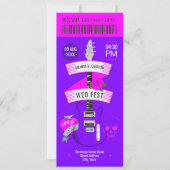 Invitation Neon Lights Rock ’n’ Roll Wedding Ticket (Devant)