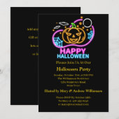 Invitation Neon Llow Look Halloween Citrouilles chauves-souri (Devant / Derrière)