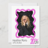 Invitation Neon Llow Wavy Frontière Photo Party Graduation (Devant)