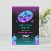 Invitation Neon lumon musique dj fête anniversaire (Debout devant)