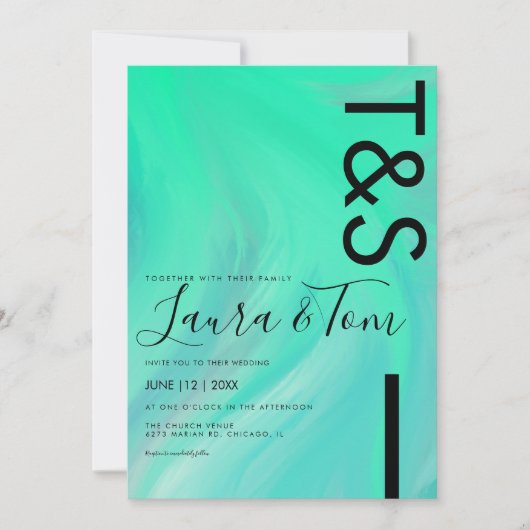 Invitation Neon Marble Lime Typographie Mariage Inv Invitatio (Devant)
