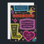 Invitation Neon Marquee Signes Las Vegas Engagement Party<br><div class="desc">Inspirée par les néons emblématiques de Las Vegas, cette invitation de fiançailles à thème casino est un clin d'oeil coloré et amusant à l'histoire et donne à vos invités un sens de cette ambiance nocturne nostalgique à Vegas. N'oubliez pas d'ajouter RSVP et d'autres informations à l'arrière pour une suite d'invitations...</div>