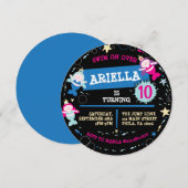 Invitation NEON Mermaid Sea Life Poisson Starfish Fête d'anni (Devant / Derrière)