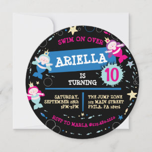 Invitation NEON Mermaid Sea Life Poisson Starfish Fête d'anni