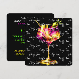 Invitation Neon Modern Party Time Personnalisé