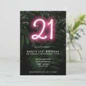 Invitation Neon moderne 21e anniversaire (Debout devant)