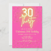 Invitation Neon moderne brillant Hot rose or Parties scintill (Devant)