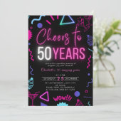 Invitation Neon moderne encourage à 50 ans 50e anniversaire f (Debout devant)