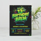Invitation néon moderne pour garçon de 13 ans (Debout devant)