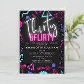Invitation Neon moderne Trente & Flirty 30e fête d'anniversai (Debout devant)