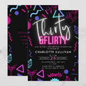 Invitation Neon moderne Trente & Flirty 30e fête d'anniversai (Devant / Derrière)