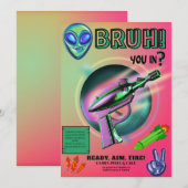 Invitation Neon Nerf Battle Dart Gun Game Birthday Boy (Devant / Derrière)