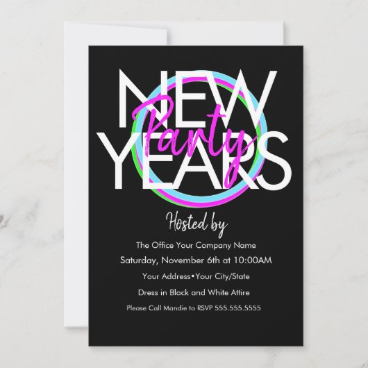 Invitation Neon New Years Company Event 2021 (Devant)